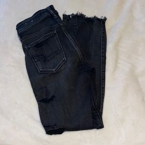 American eagle black ripped skinny jeans